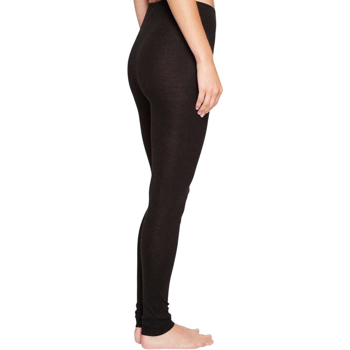 HANRO Women's Woolen Silk Thermal Leggings Large Black Long Underwear 1422 NWT
