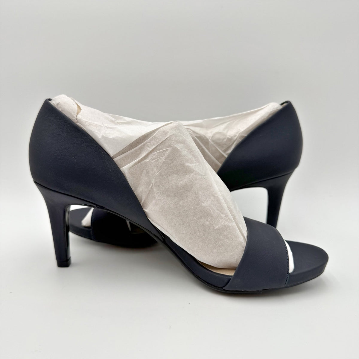 LifeStride Womens Mantra Peep Toe Pumps Size 7.5 Wide Navy Blue d'Orsay NIB