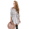 Gibson Womens Dress XS Grey Snake Print Blouson Ruffle Trim Keyhole Mini NWT