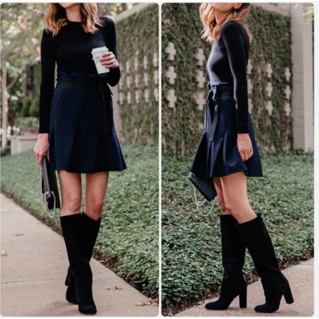 Sam Edelman Womens Caprice Heeled Knee High Boots Size 6 EU 36 Black Suede NWOB