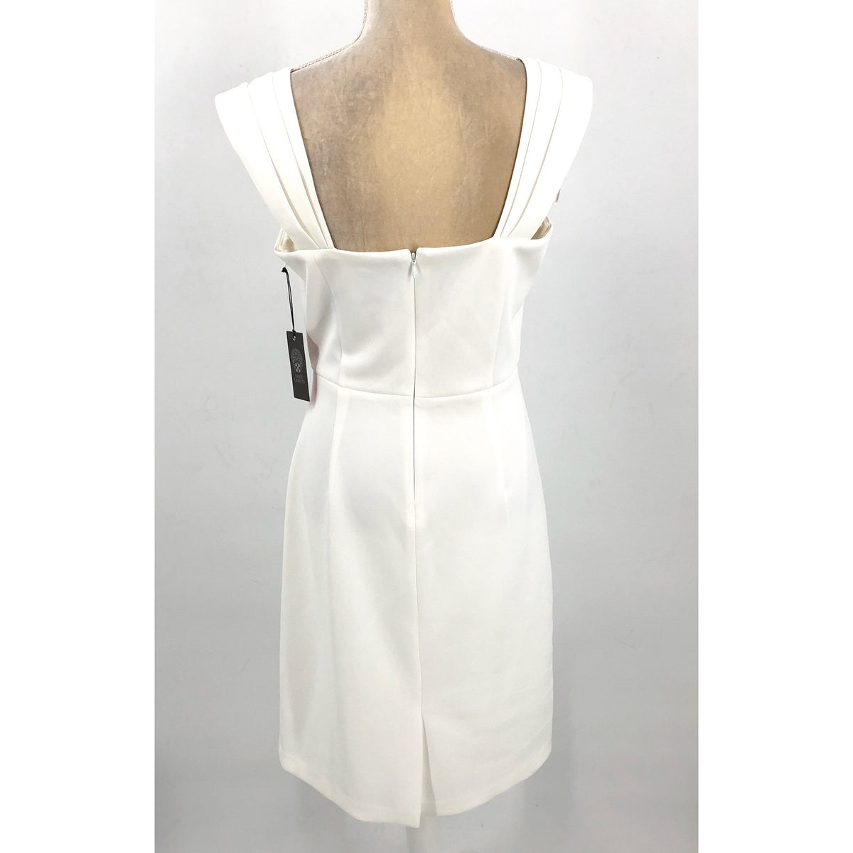 VINCE CAMUTO Women's Scuba Sheath Dress Size 12 White Square Neck NWT