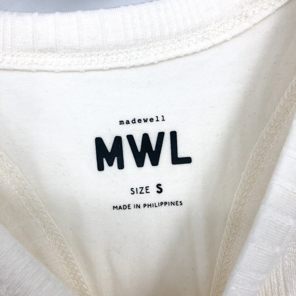 MADEWELL Women's Variegated Rib Crop Tank Small White Lighthouse NJ129 NWT