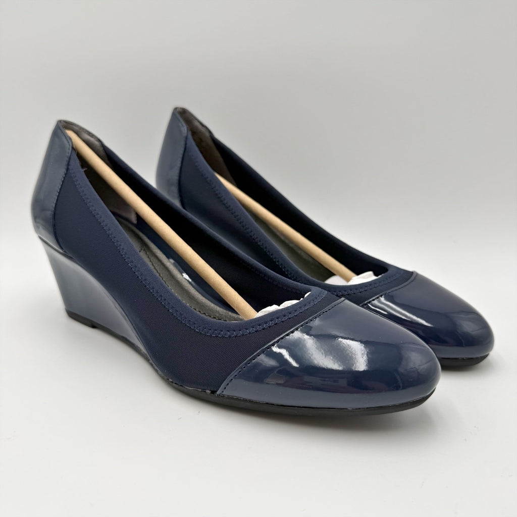 LifeStride Womens Juliana Wedge Pumps Size 8 Narrow EU 38.5 Navy Blue NIB
