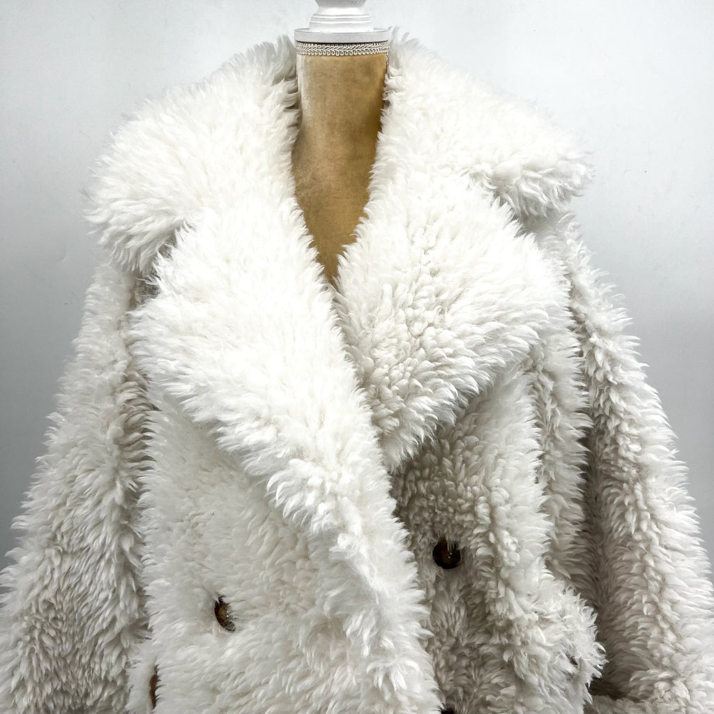 Free People Womens Sophie Faux Fur Peacoat Medium White NWT