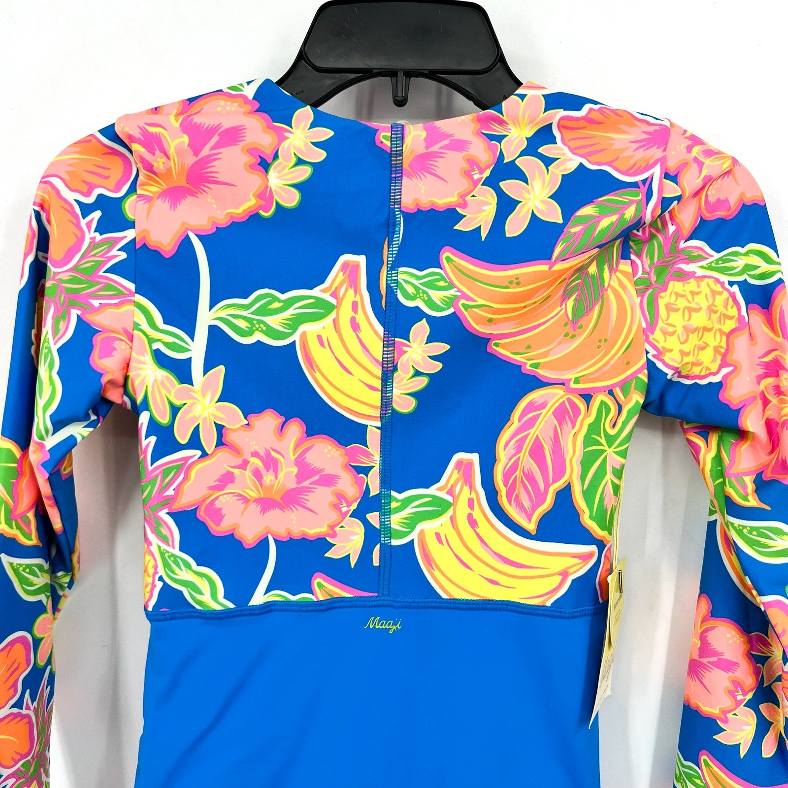 MAAJI Girl Miku One Piece Swimsuit Size 12 Blue Pink Fruit Punch Long Sleeve NWT