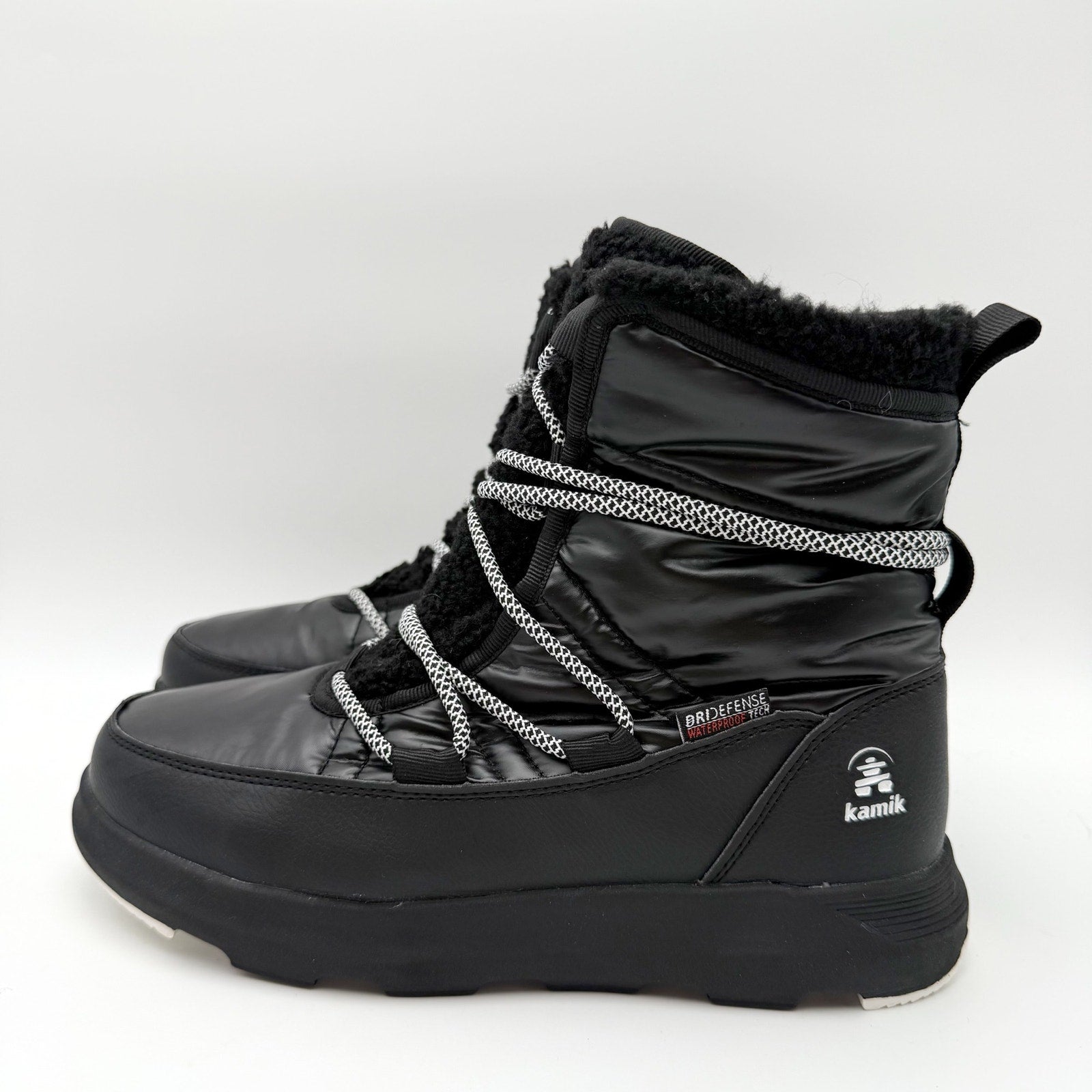Kamik Womens Lea Pull Winter Boots US 7 M EU 38 Black Fleece NIB