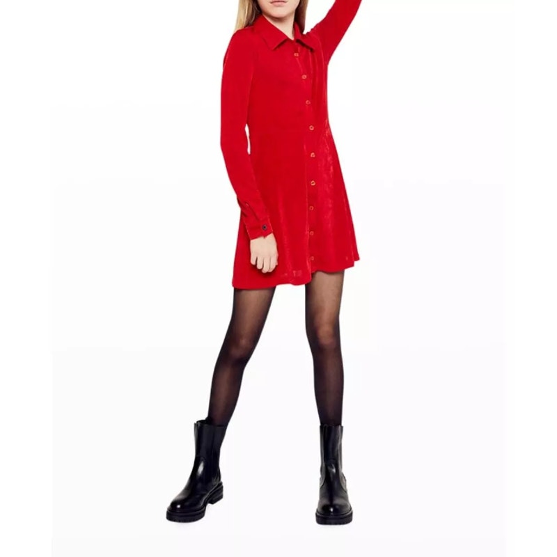 BARDOT JUNIOR Girl's Krista Mini Shirt Dress Size 14 Fire Red Long Sleeves NWT