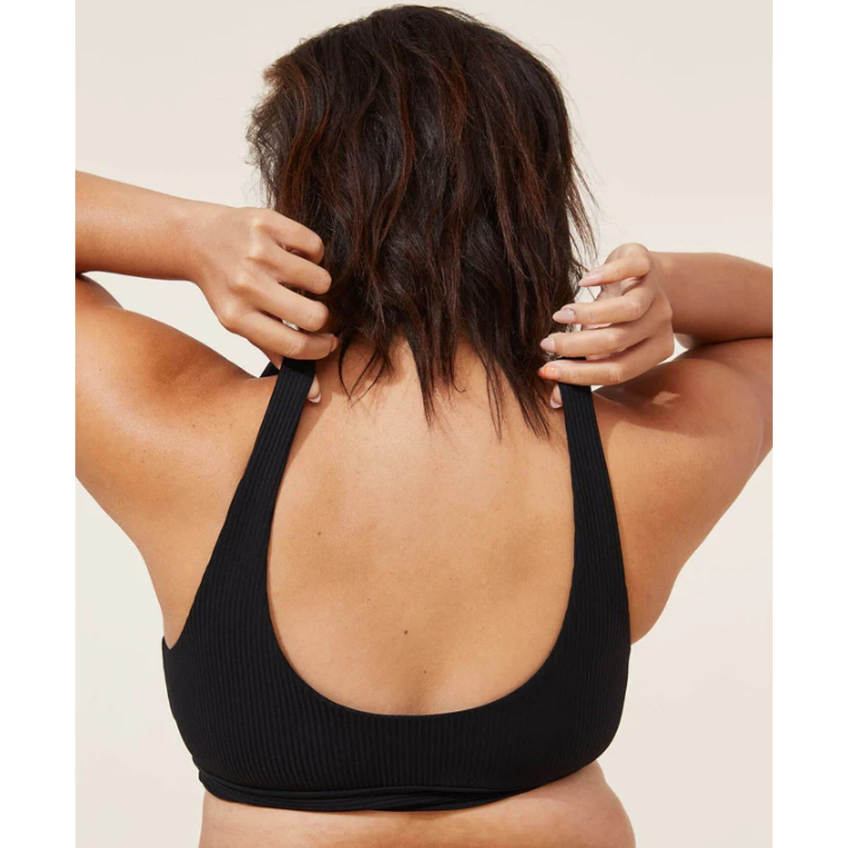 ANDIE SWIM The Ventura Rib Bikini Top XXL Black Scoop Neck Stretch NWT