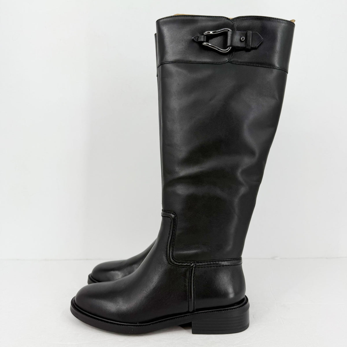 Vince Camuto Womens Andalian Knee High Boots US 6 M Wide Calf Black Leather NIB