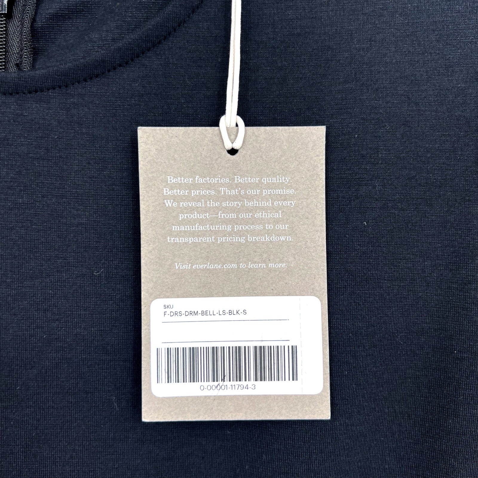 EVERLANE Women's The Dream Short-Sleeve Bell Dress Small Black Midi NWT