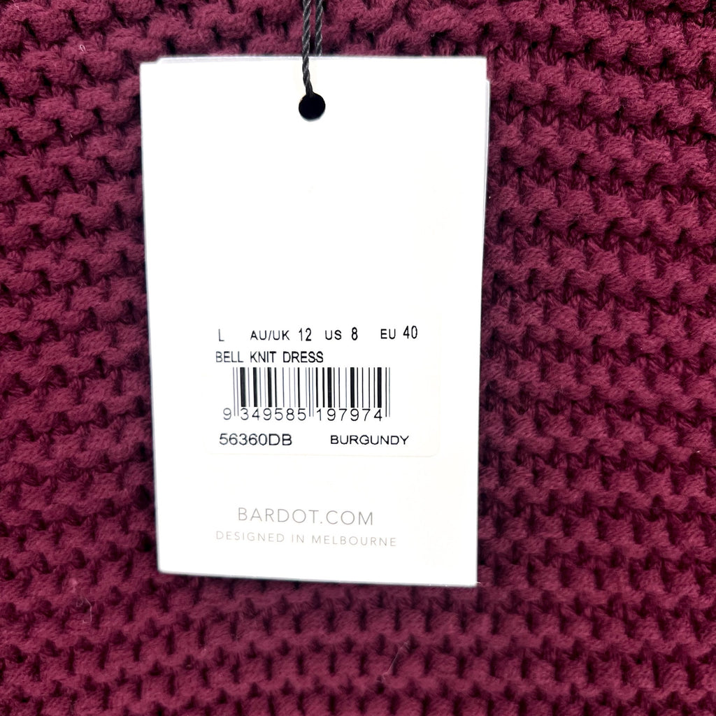BARDOT Women's Bell Knit Sweater Dress Size 8 Burgundy Red Long Sleeve NWT