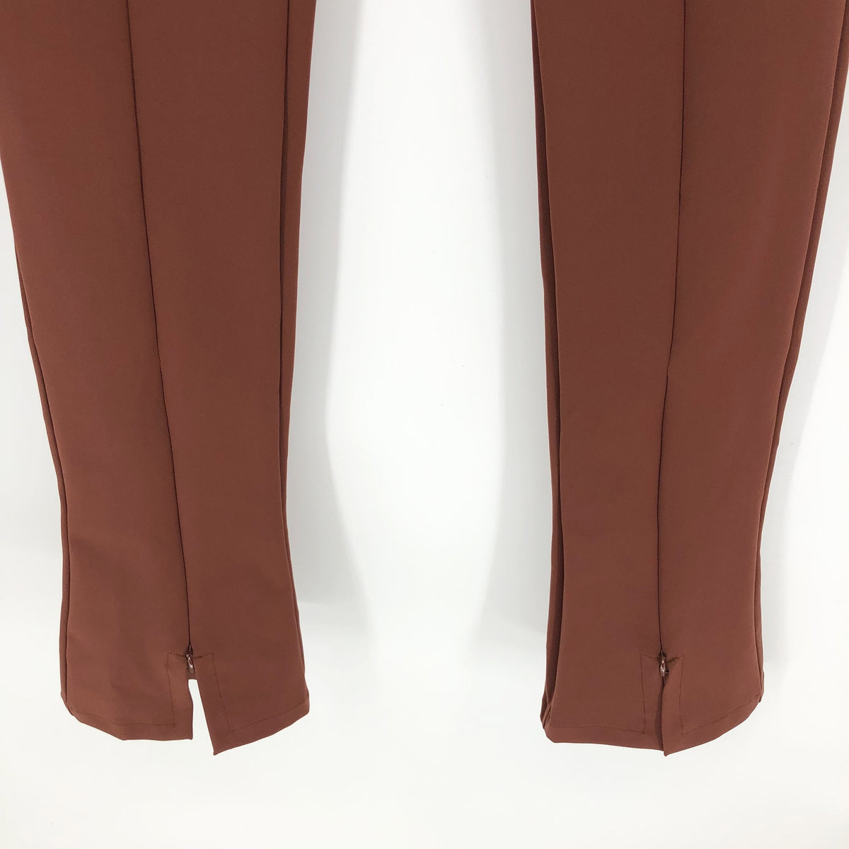 SPORTMAX Women's Zip Cuff Slim Fit Pants Size 14 Red Brown Stretch Trousers NWOT