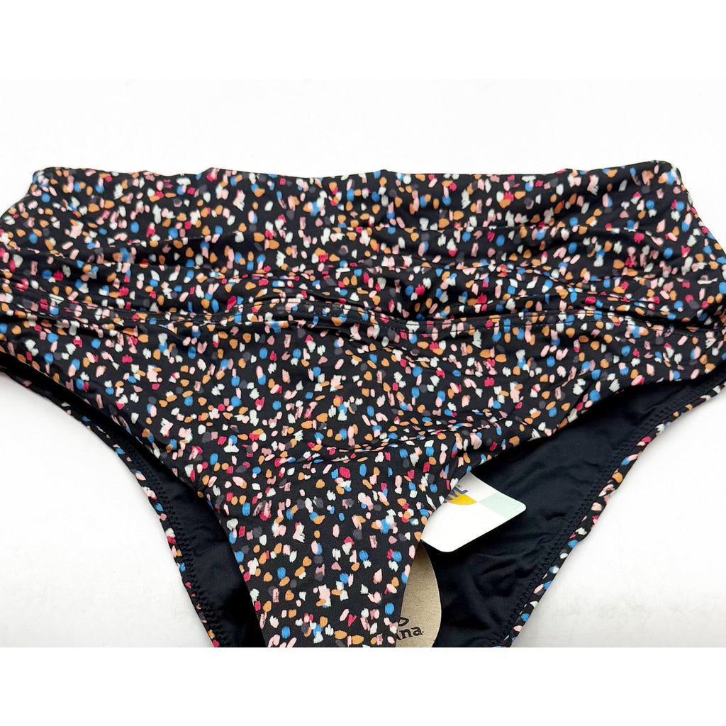PRANA Women's Aurelia Bikini Bottom XS Black Alotta Dots High Waist NWT