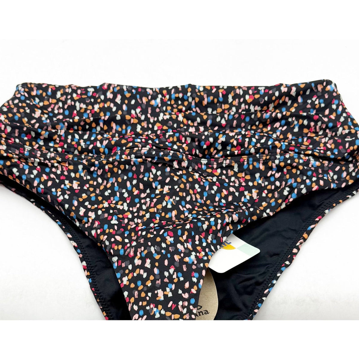 PRANA Women's Aurelia Bikini Bottom XS Black Alotta Dots High Waist NWT