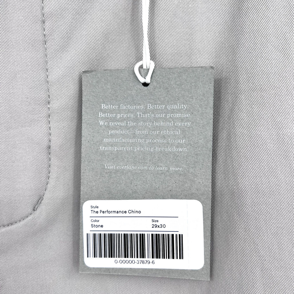 EVERLANE Men's Uniform Performance Chinos 29x30 Stone Gray Slim Fit Pants NWT