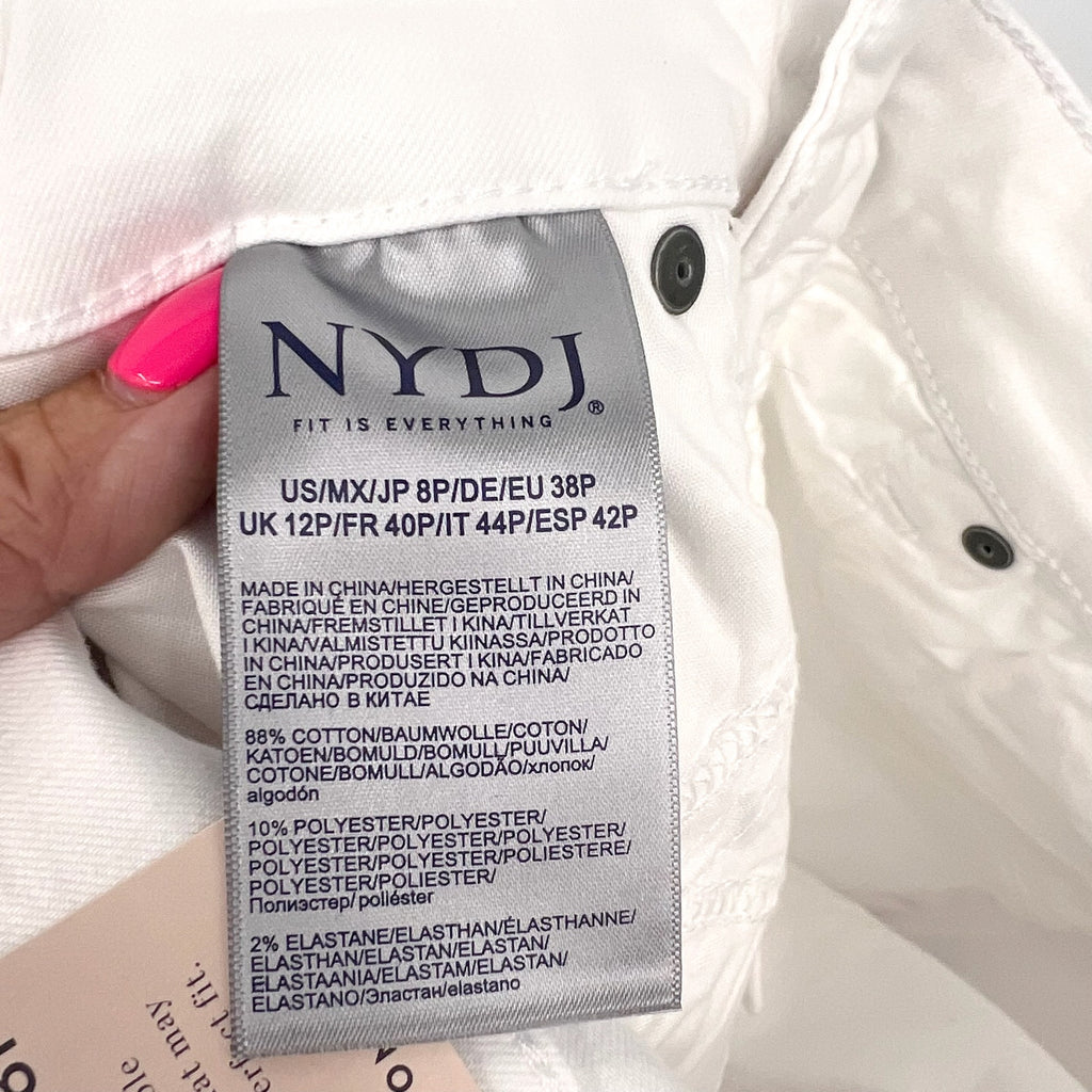 NYDJ Womens Ella Denim Shorts Size 8 PETITE Optic White 8" Inseam NWT