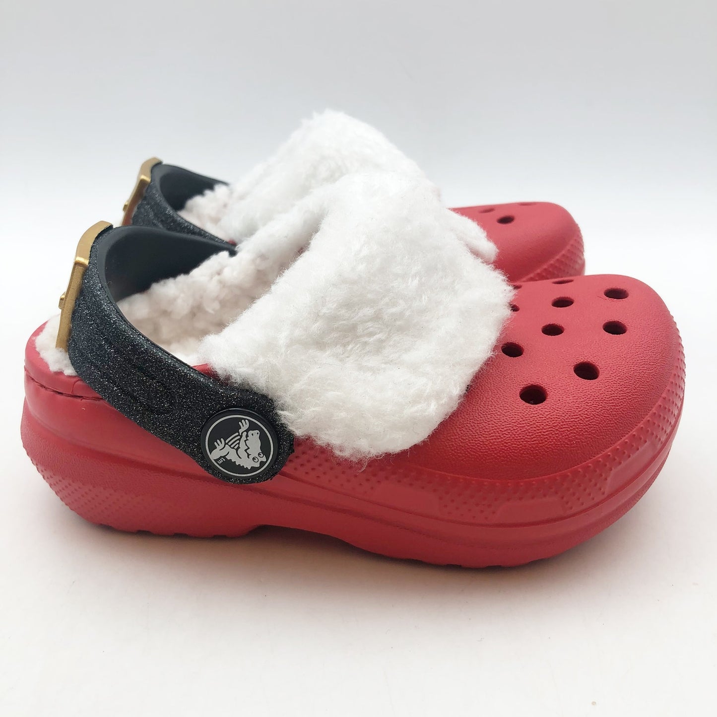 Crocs Unisex Kids Santa Classic Clogs Size C12 Festive Red White Black NWT