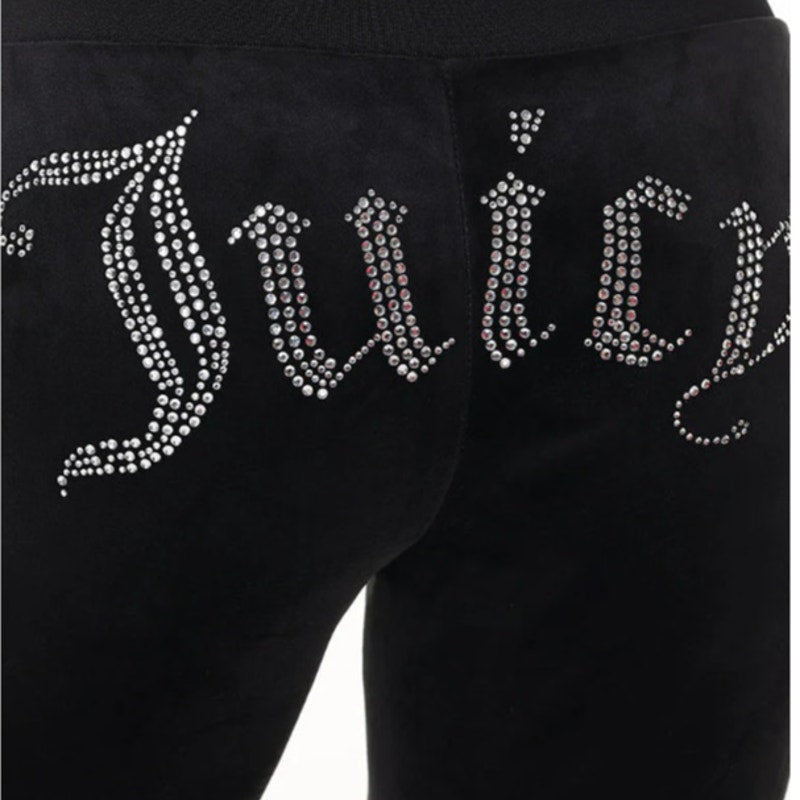 JUICY COUTURE Women's OG Big Bling Velour Track Pants Small Black Liquorice NWT