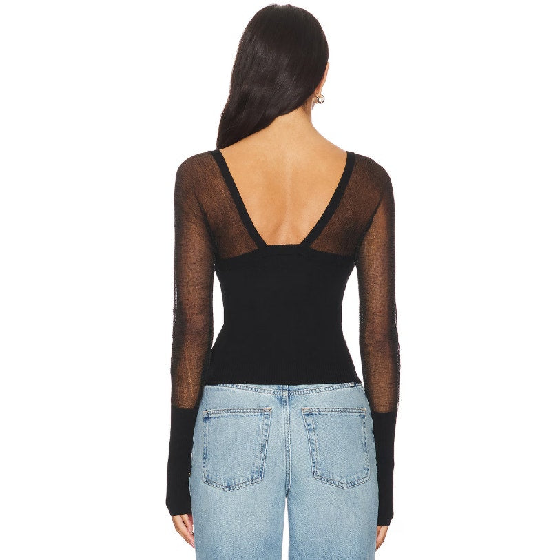 FREE PEOPLE Night After Night Top Large Black INTIMATELY FP Long Sleeve NWT