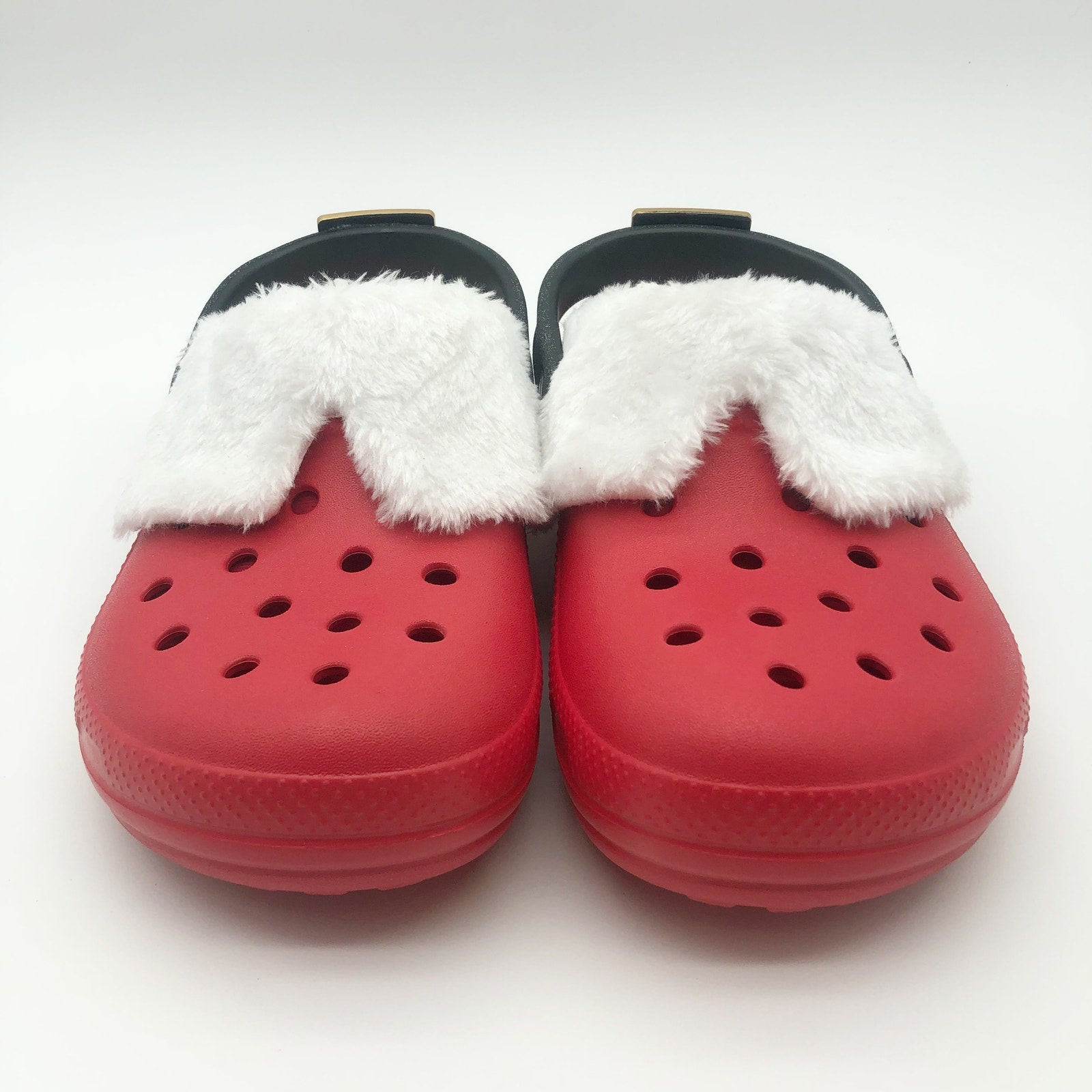 Crocs Santa Classic Clogs Unisex Kids J 1 Festive Red White Black NWT
