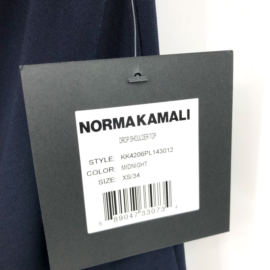 NORMA KAMALI Women's Drop Shoulder Top XS Midnight Navy Blue Jersey Stretch NWT