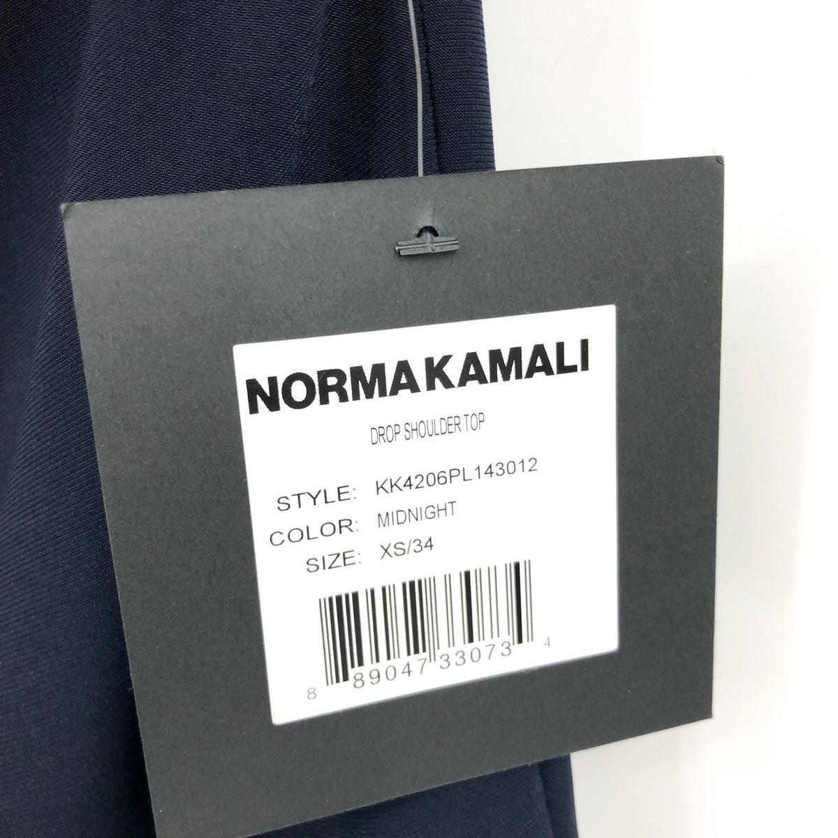 NORMA KAMALI Women's Drop Shoulder Top XS Midnight Navy Blue Jersey Stretch NWT