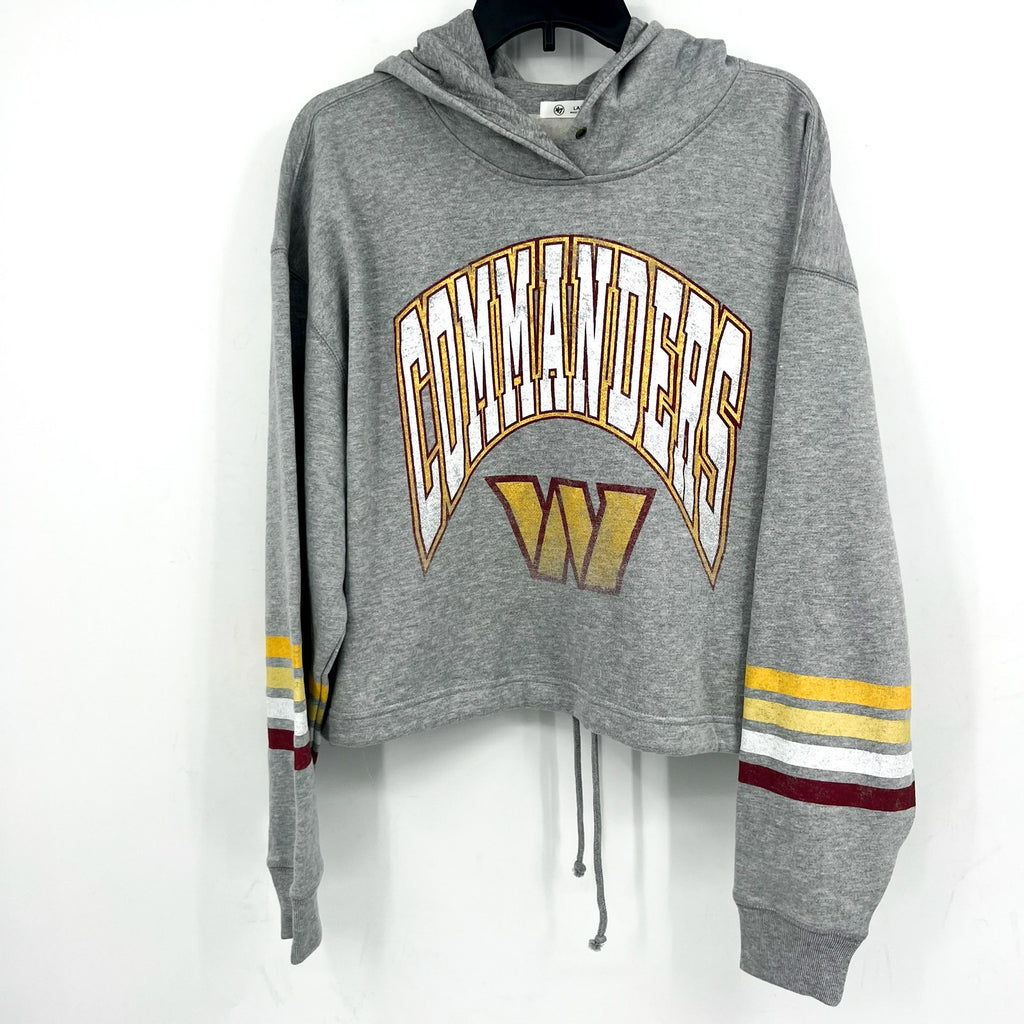 '47 Brand Womens Washington Commanders Crop Hoodie Large Gray Sweatshirt NWT