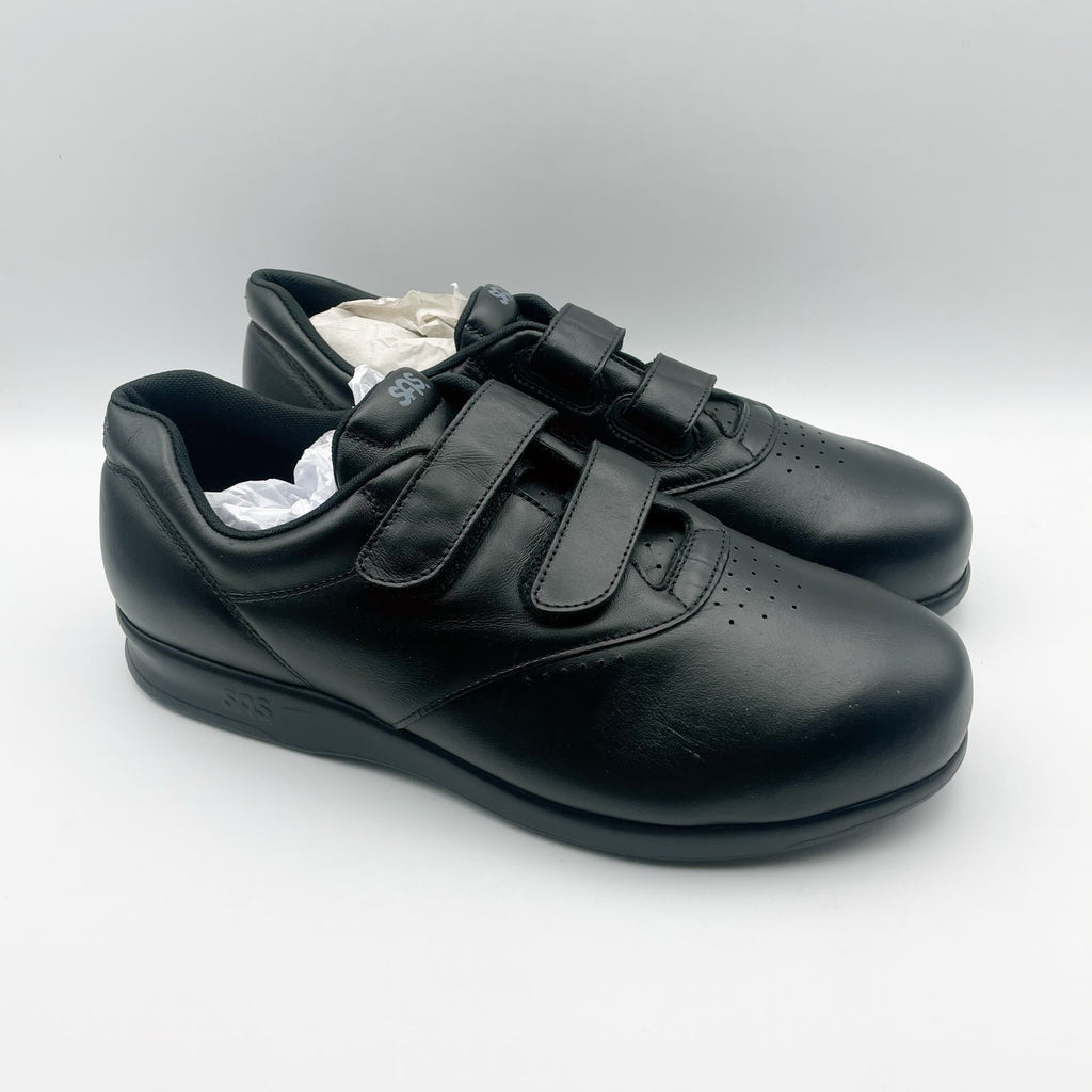 SAS Womens Me Too Adjustable Comfort Shoes US 11.5 WW EU 42 Black Leather NIB