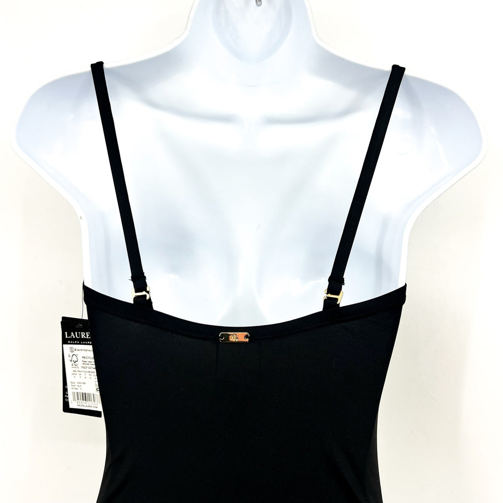 LAUREN RALPH LAUREN Beach Club Shaping One Piece Swimsuit Sz 8 Black V Wire NWT