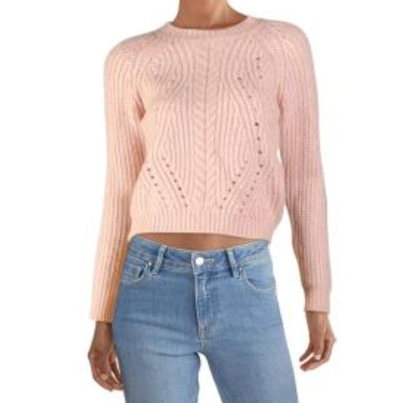BARDOT JUNIOR Girl's Cozy Cable Knit Crewneck Sweater Size 14 Pink Potpourri NWT