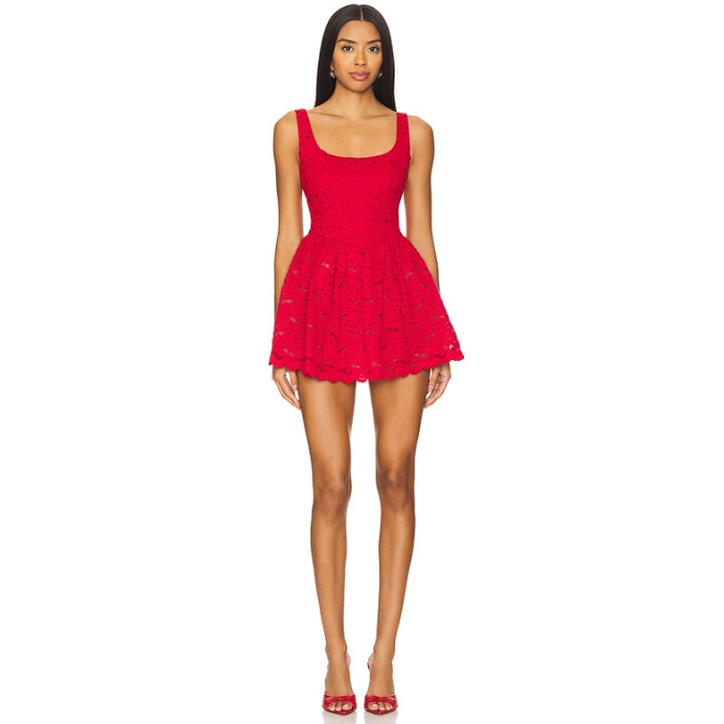 SHOW ME YOUR MUMU Ricci Lace Skort Dress Medium Radiant Red Sleeveless NWT