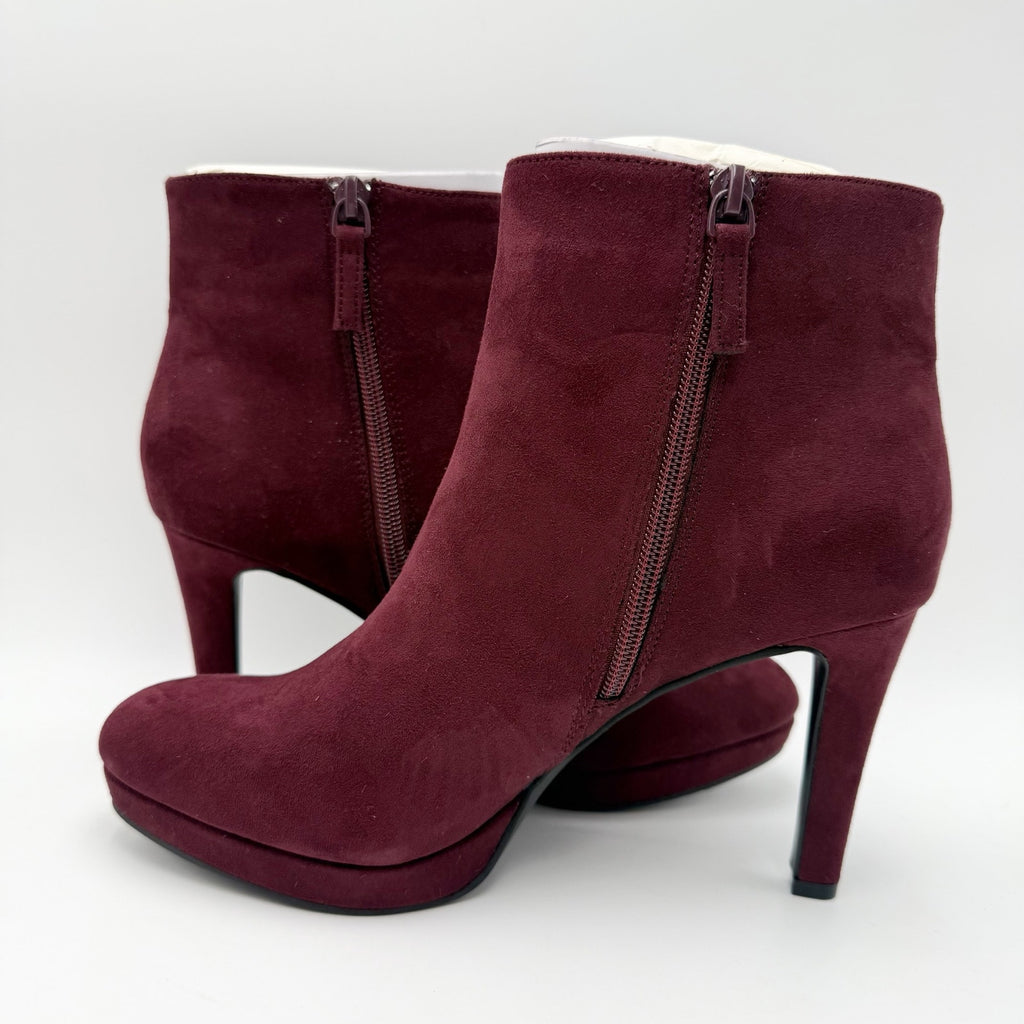Violet & Red Womens Shelby Platform Ankle Booties Size 10 Maroon Red Suede NWOB
