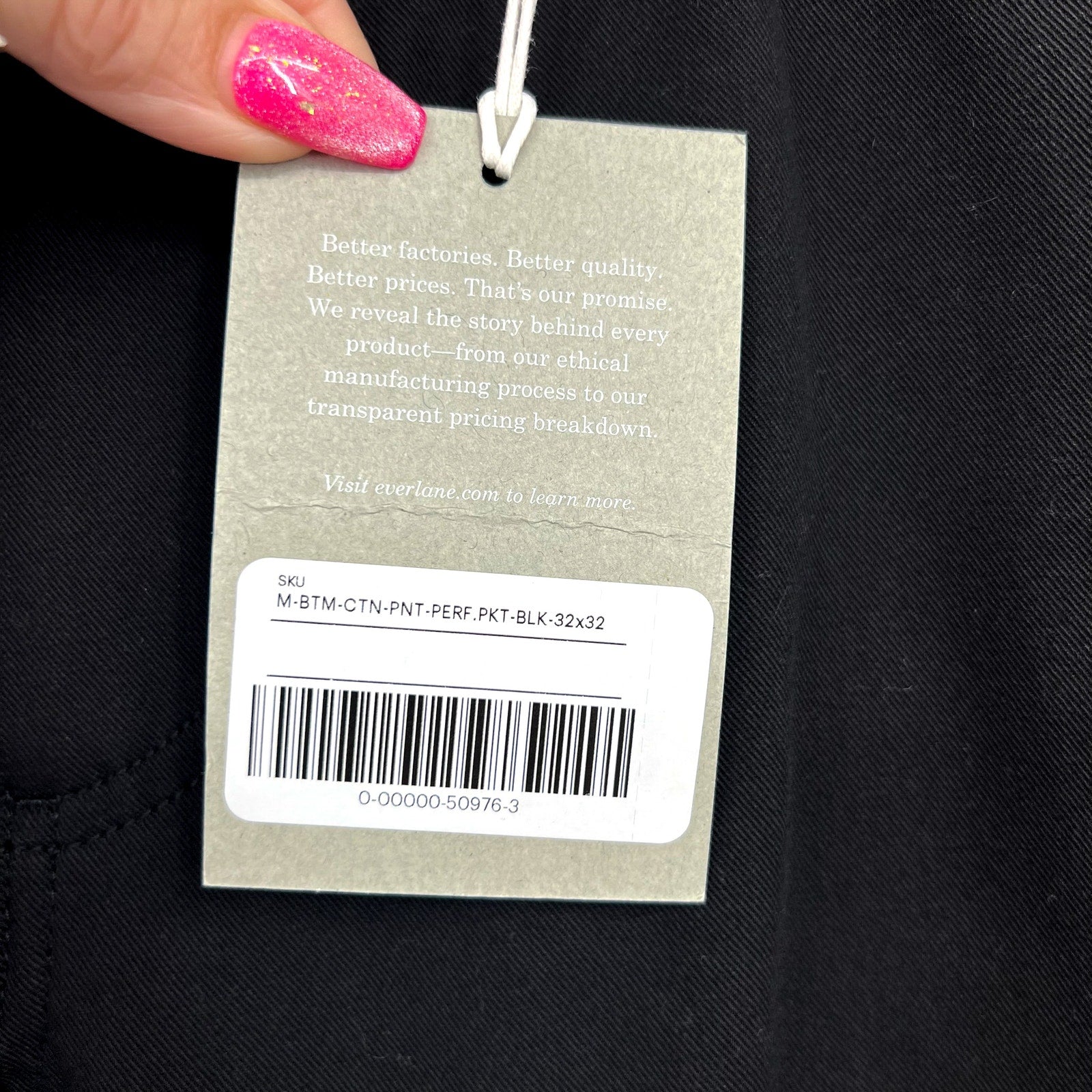EVERLANE Men's The Performance 5-Pocket Pants 32x32 Black Chino NWT