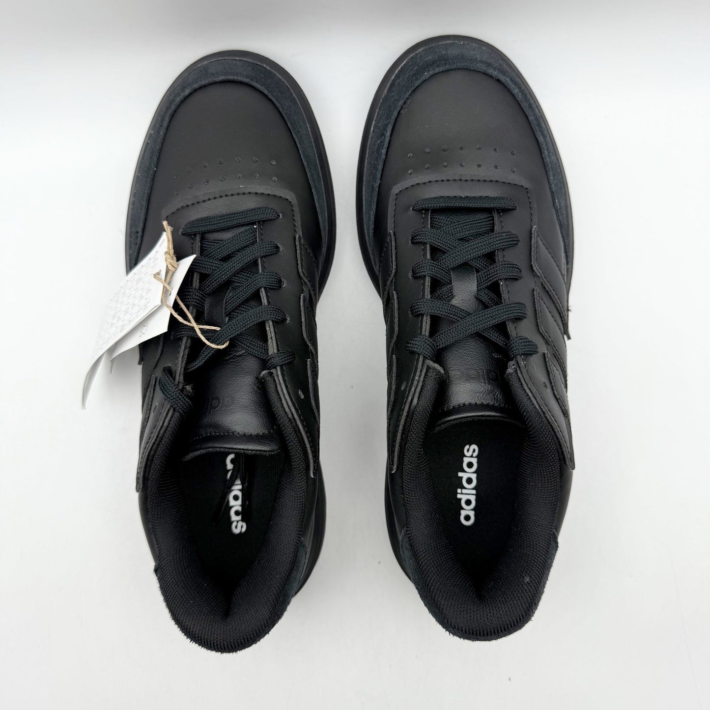 Adidas Kids Court Block Tennis Sneakers US 6.5 Black Vegan Leather NIB