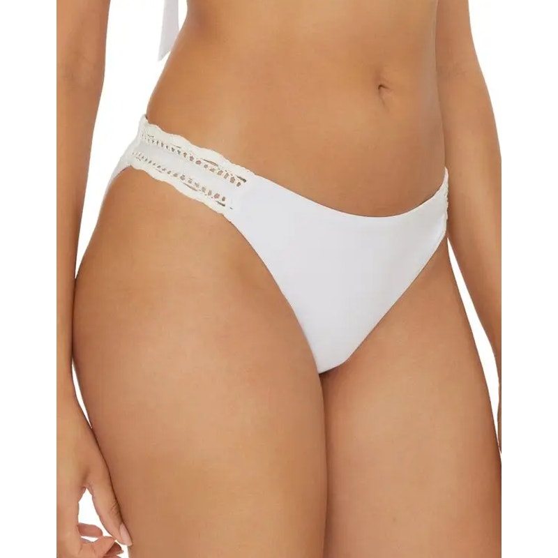 BECCA Women's Colette American Fit Bikini Bottom Small White Cheeky Coverage NWT