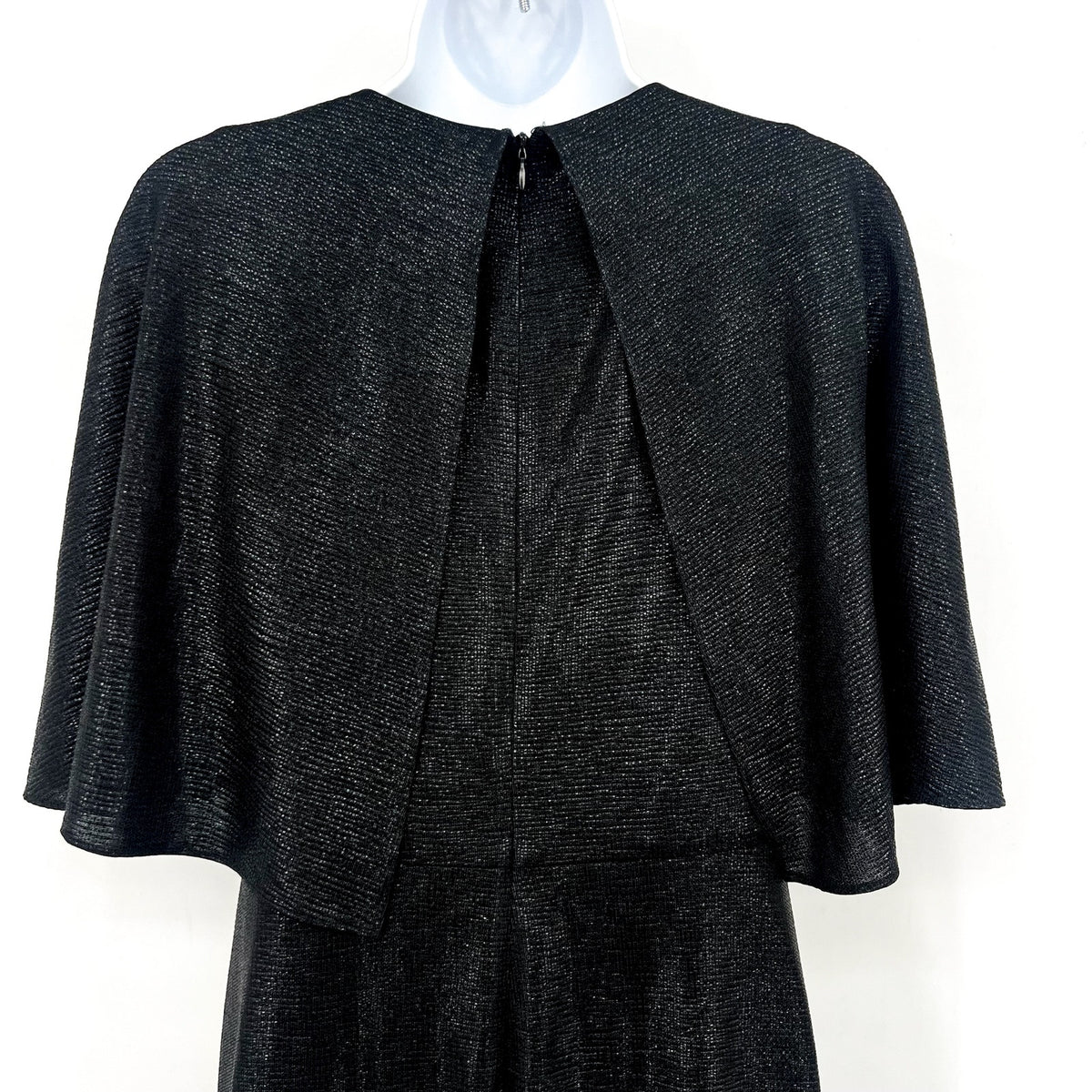 LAUREN RALPH LAUREN Twist-Front Cape Gown Size 6 Black Metallic Knit Dress NWT
