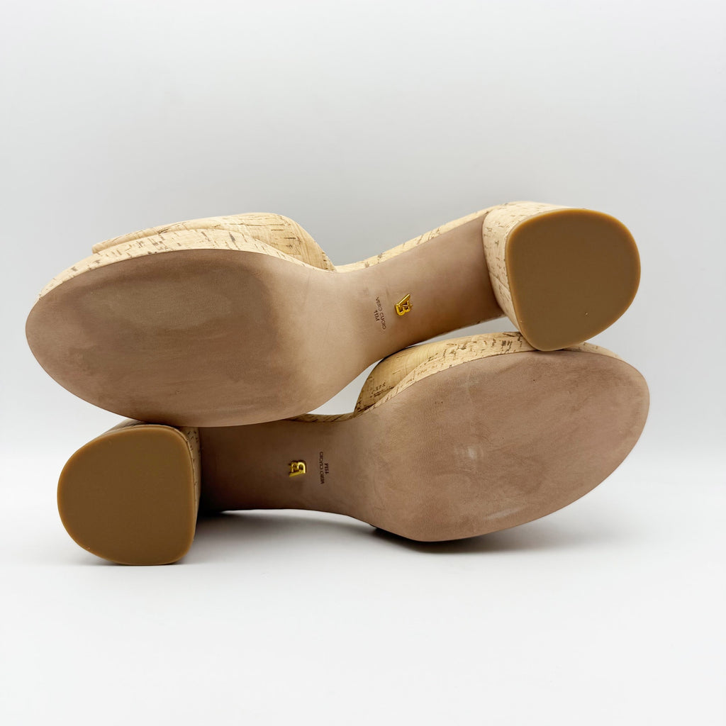 Veronica Beard Womens Dali Cork Heels Size 11 M Tan Leather Cork Platform NIB