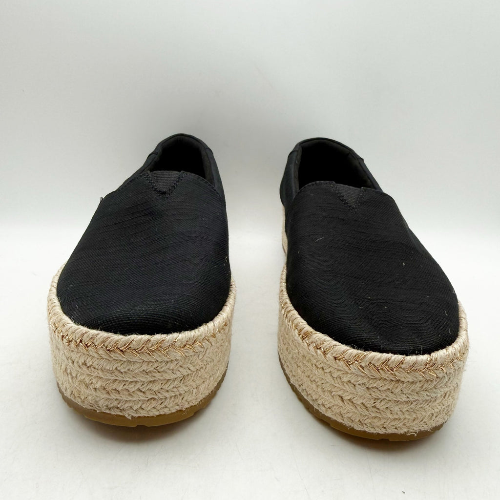 TOMS Womens Valencia Platform Slip On Shoes Size 10 Black Canvas Casual NWOB