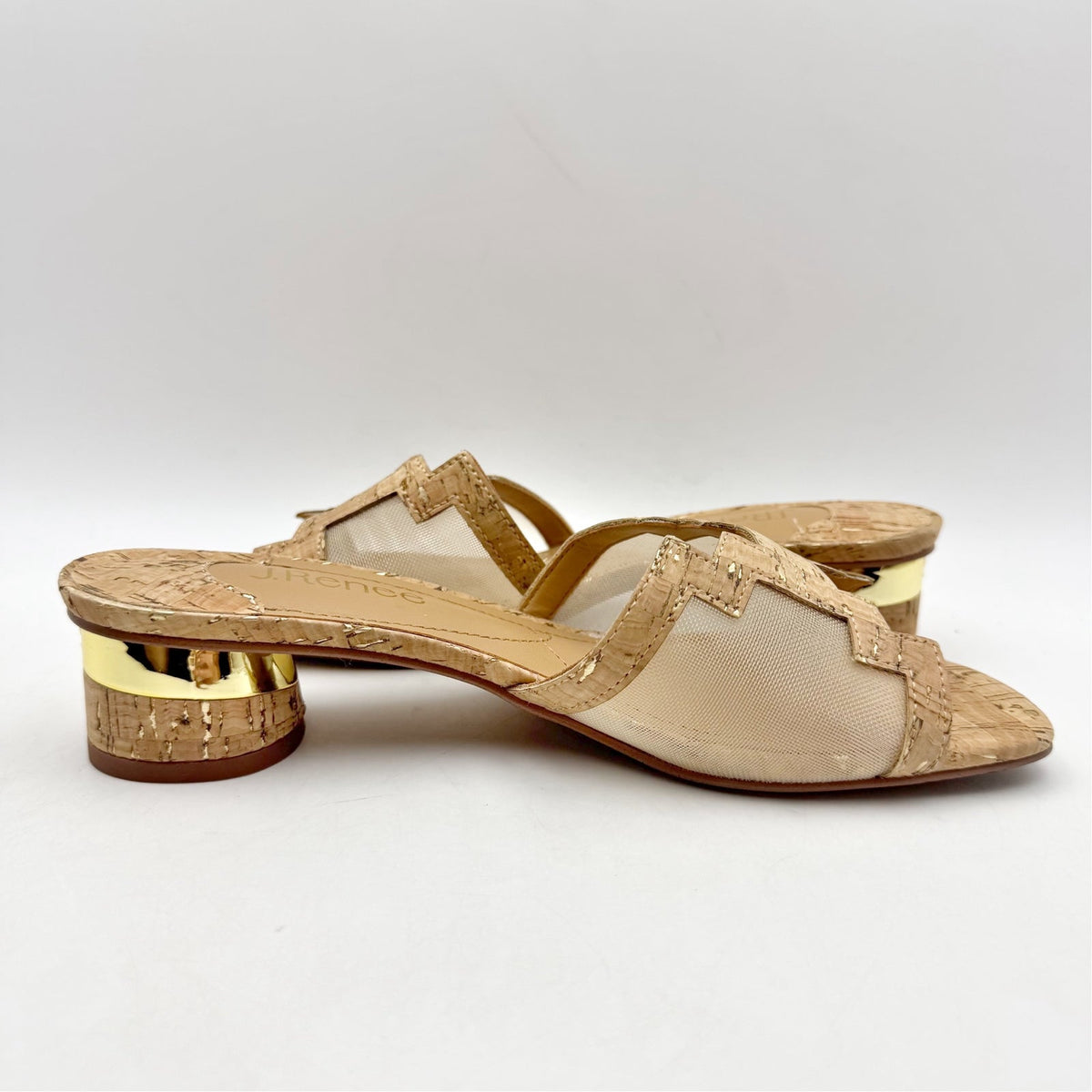 J. Renee Womens Amorra Heeled Sandals US 7.5 M Natural Gold NWOB