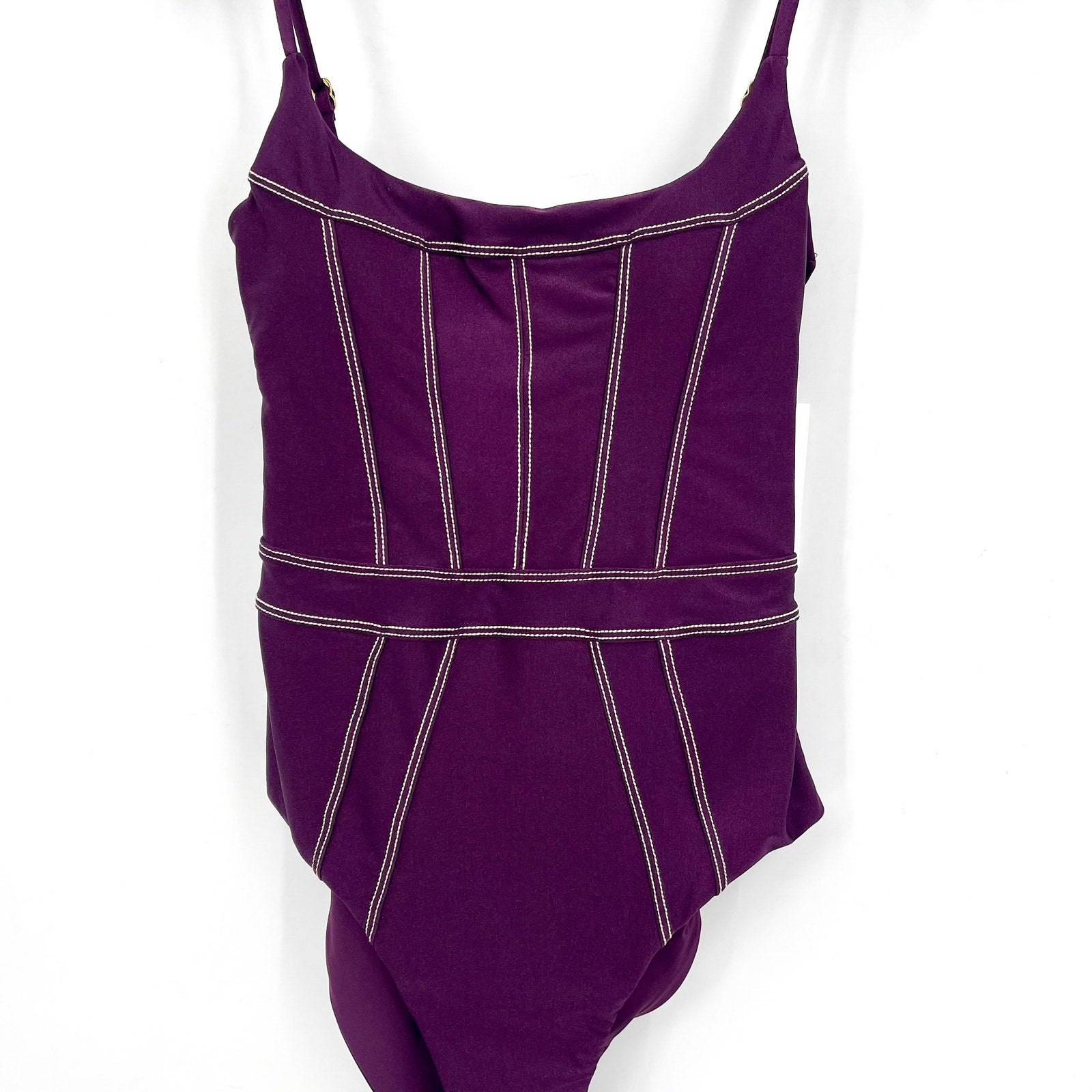 BECCA Women's Color Sheen One Piece Swimsuit Medium Purple Aubergine NWT