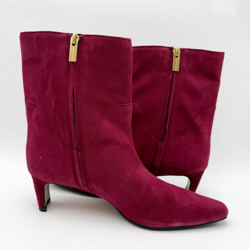 Vince Camuto Womens Amariah Ankle Booties Size 8 Red Chianti Suede NWOB