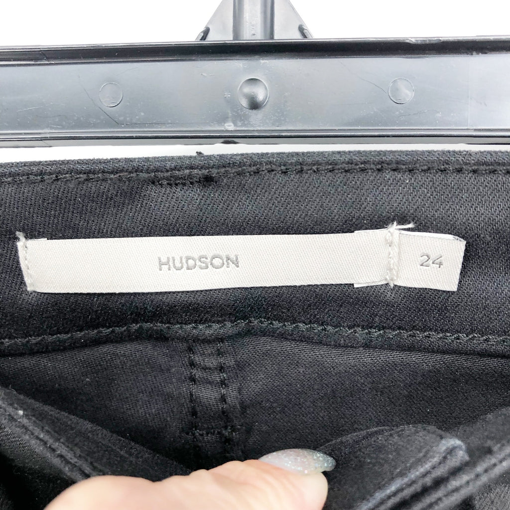 HUDSON JEANS Nico Straight Ankle Jeans Size 24 Coated Black Beauty NWT