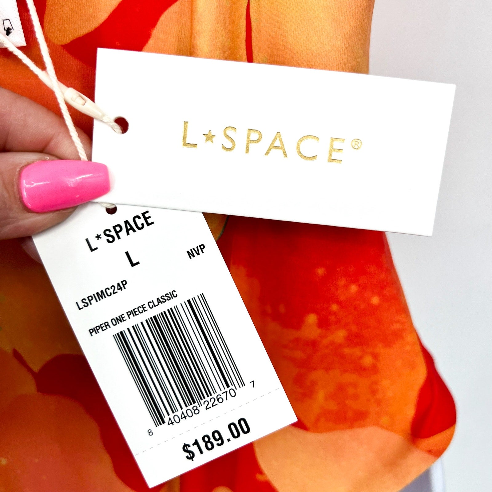 L*SPACE Piper One Piece Swimsuit Large Orange Native Poppies Floral Keyhole NWT