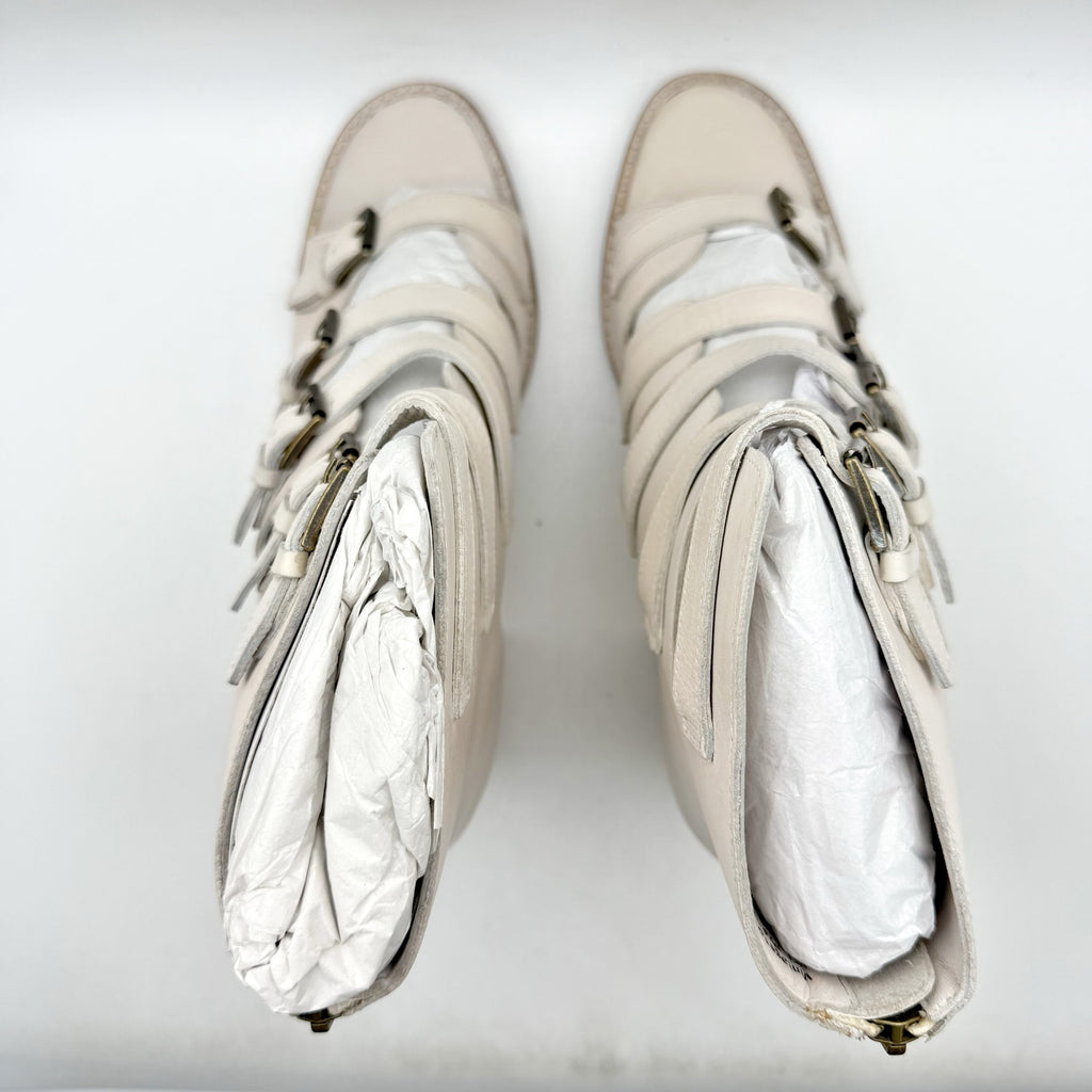 Vintage Foundry Co Womens Lauralyn Heel Sandals US 10 Cream Ivory Leather NIB