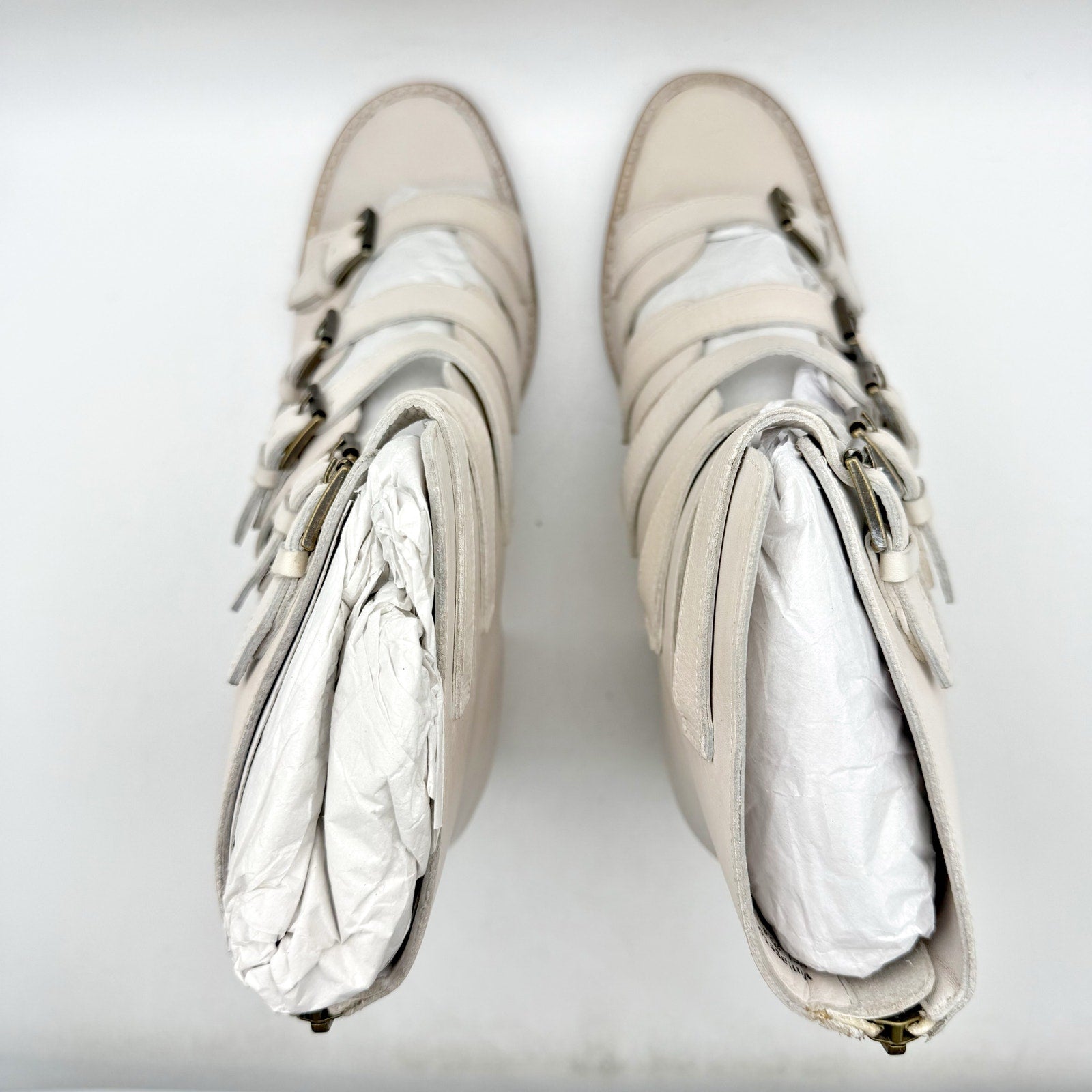 Vintage Foundry Co Womens Lauralyn Heel Sandals US 10 Cream Ivory Leather NIB