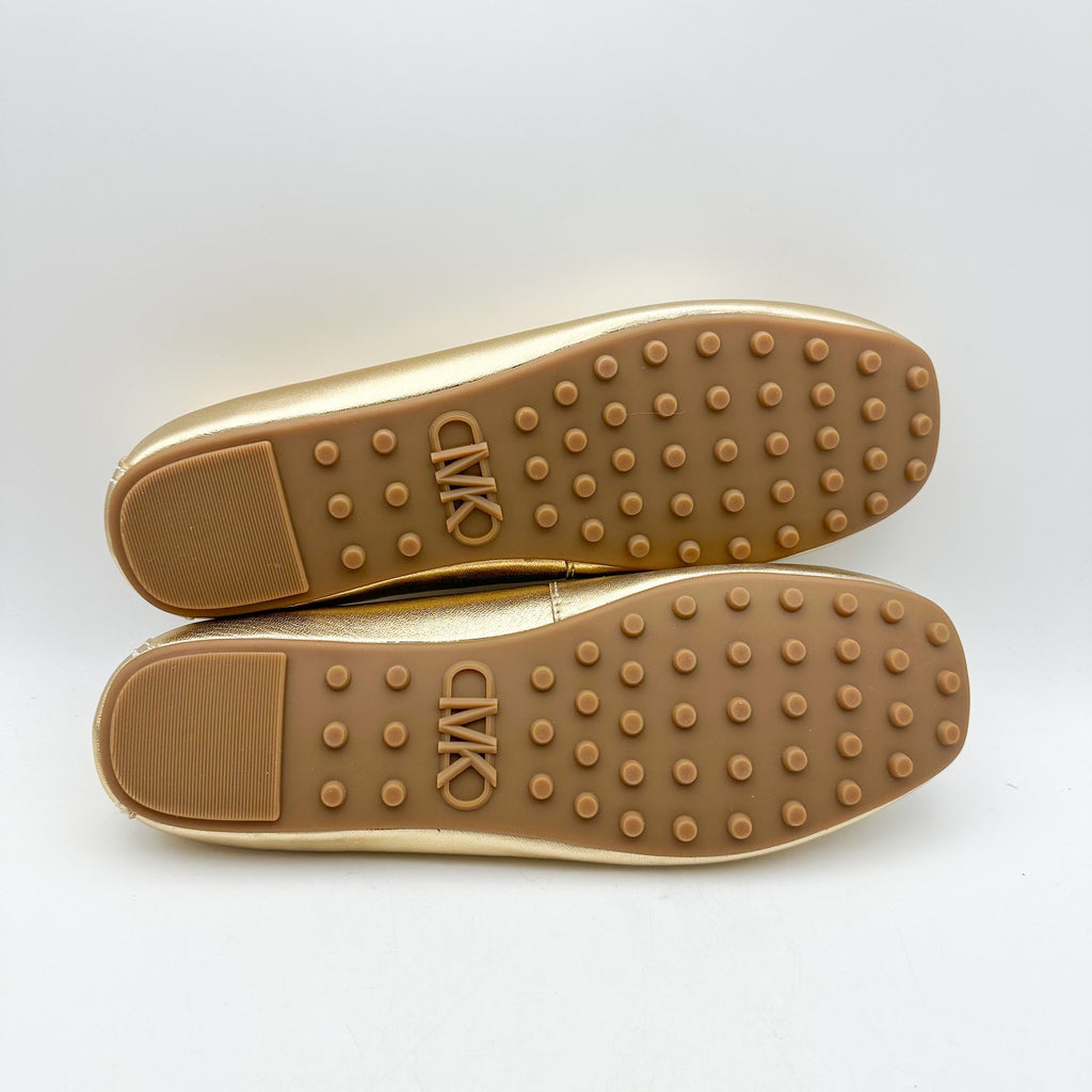 MICHAEL KORS Womens Eve Loafers Size 10 Metallic Gold Leather Slip-On NWOB