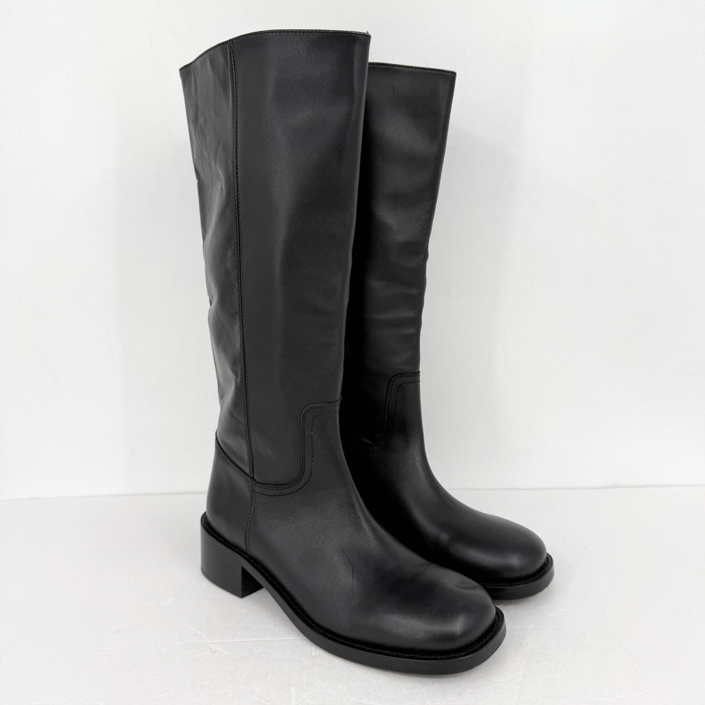 Steve Madden Womens Riggs Knee High Boots US 10 M EU 41 Black Leather NWOB