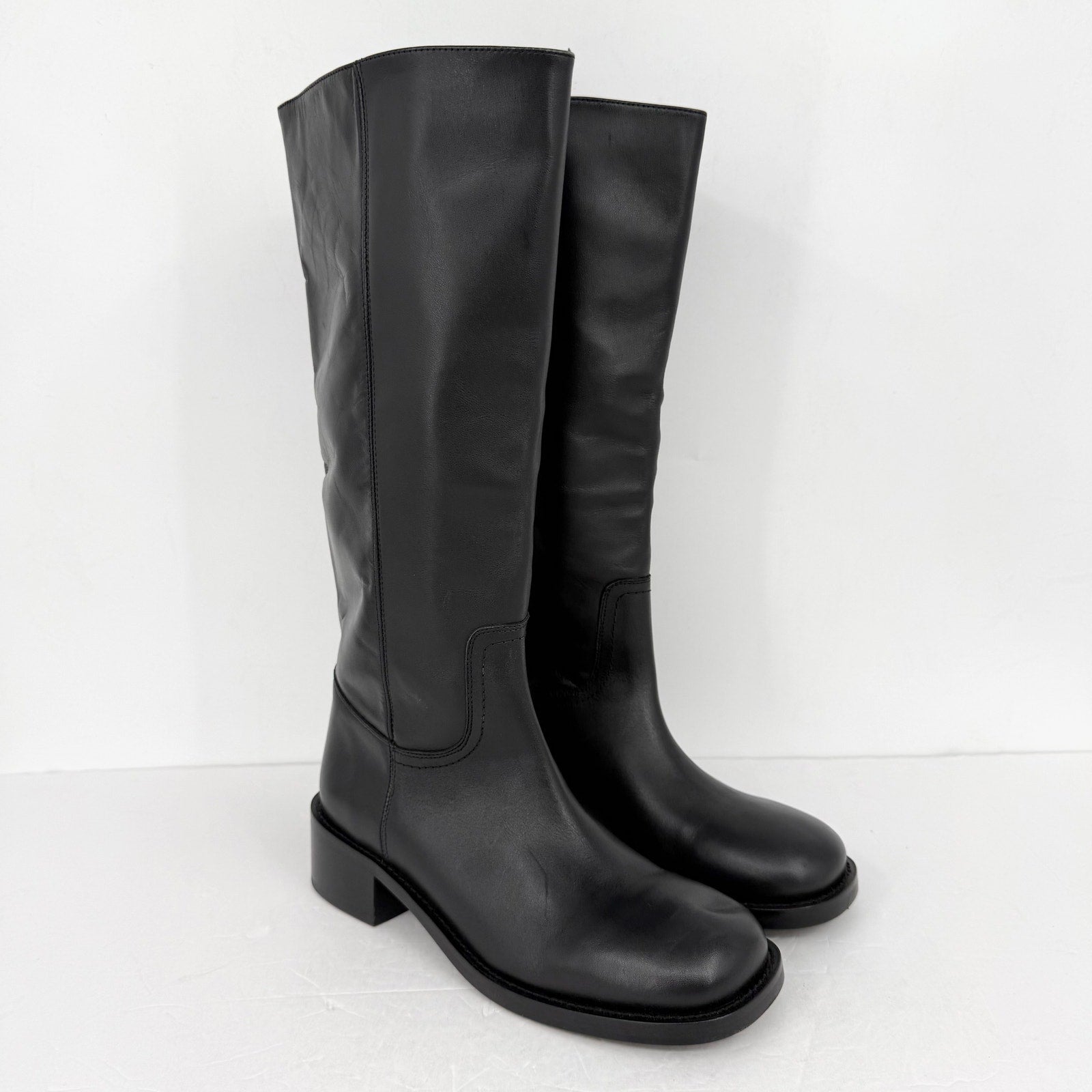 Steve Madden Womens Riggs Knee High Boots US 10 M EU 41 Black Leather NWOB