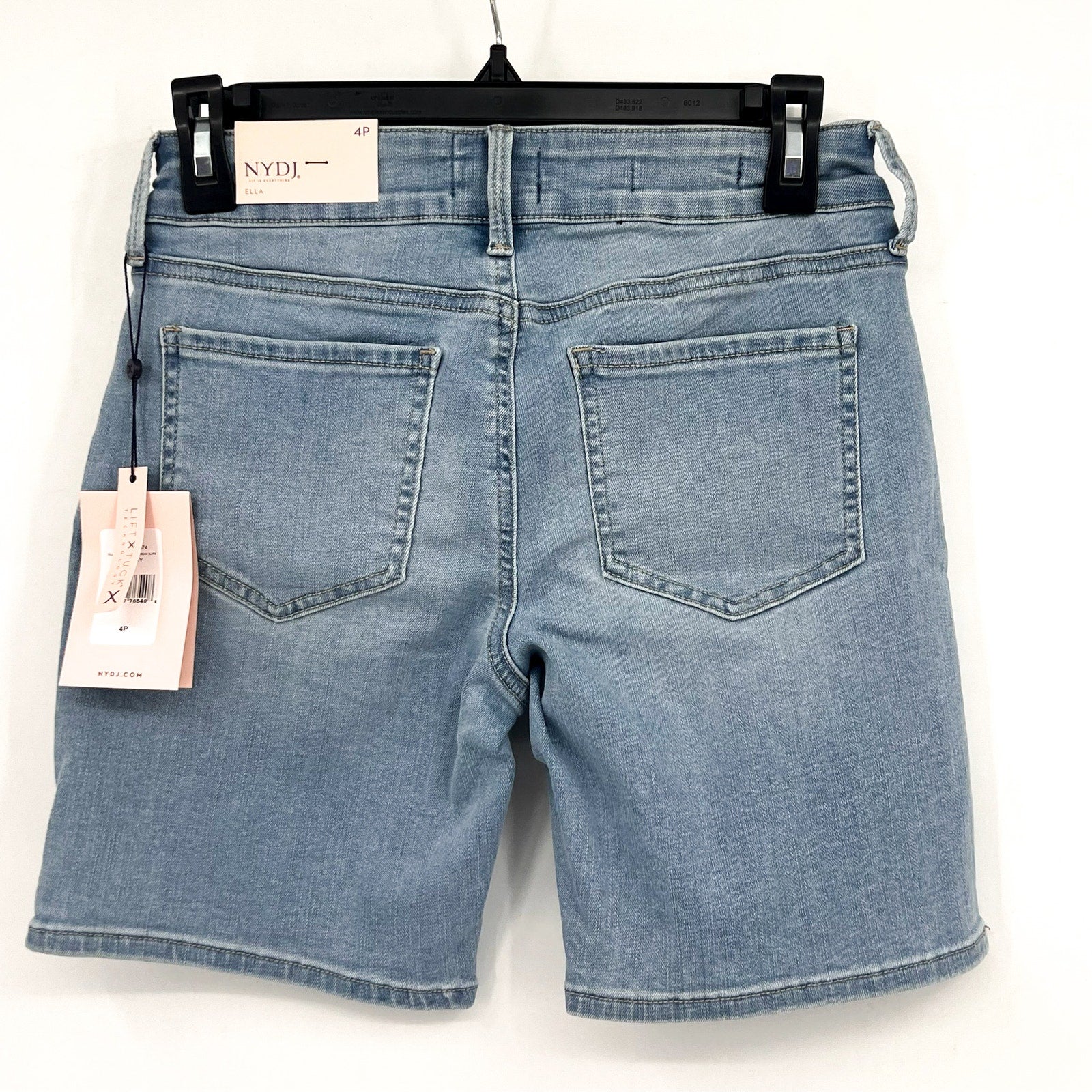 NYDJ Womens Ella Denim Shorts Size 4 PETITE Light Blue Poetry 8" Inseam NWT