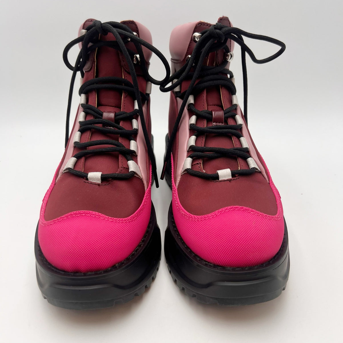 Micheal Kors Womens Dupree Hiker Booties Size 7 Pink Black Platform NWOB